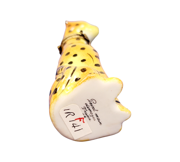 Leopard Limoges Box Figurine Porcelain Limoges French Trinket Box