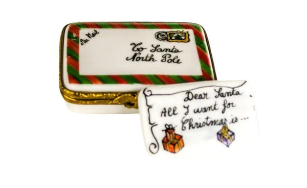 Letter To Santa Artoria 3 xtra days to ship Porcelain Limoges xmas theme Santa French Trinket Box