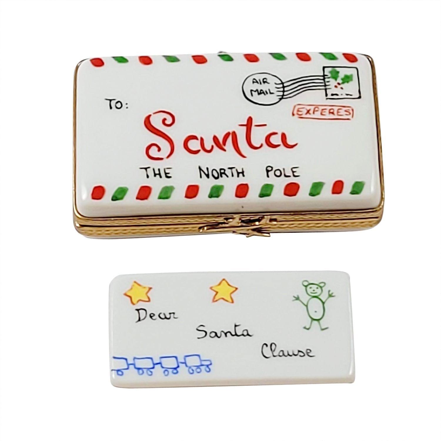 Letter To Santa - North Pole Porcelain Limoges Santa xmas theme French Trinket Box