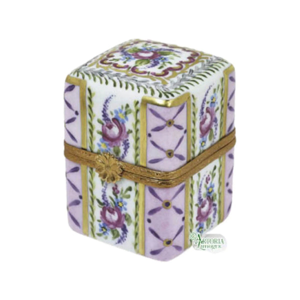 Lg Rect w 4 Perfume Porcelain Limoges Perfume French Trinket Box