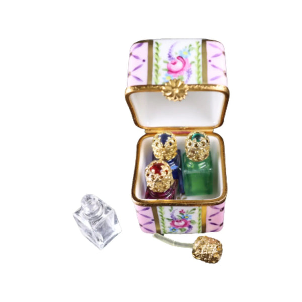 Lg Rect w 4 Perfume Porcelain Limoges Perfume French Trinket Box