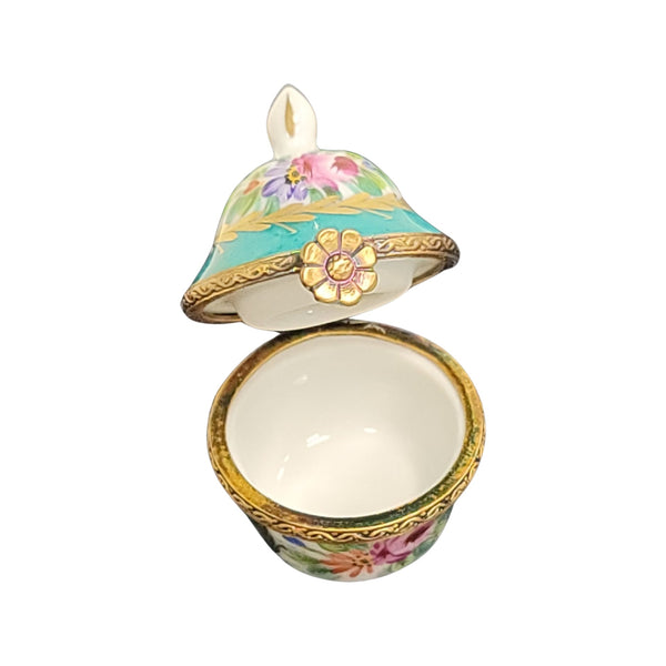 Light Blue Floral Crown Box Porcelain Limoges LIMOGES BOXES traditional French Trinket Box