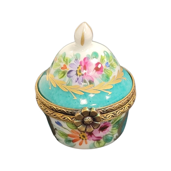 Light Blue Floral Crown Box Porcelain Limoges LIMOGES BOXES traditional French Trinket Box