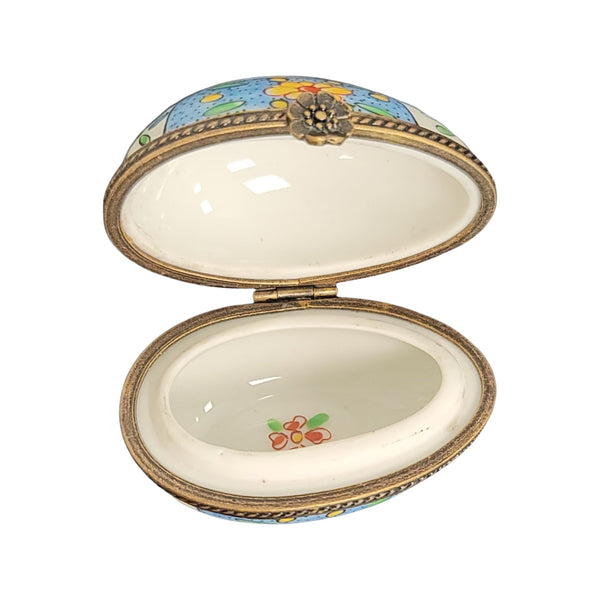 Light Blue Floral Limoges Box Porcelain Limoges egg LIMOGES BOXES French Trinket Box