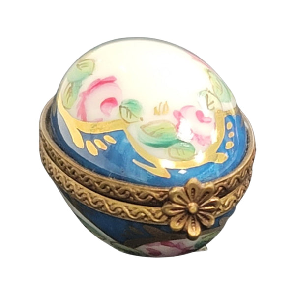 Light Blue Floral Limoges Box Porcelain Limoges egg LIMOGES BOXES French Trinket Box