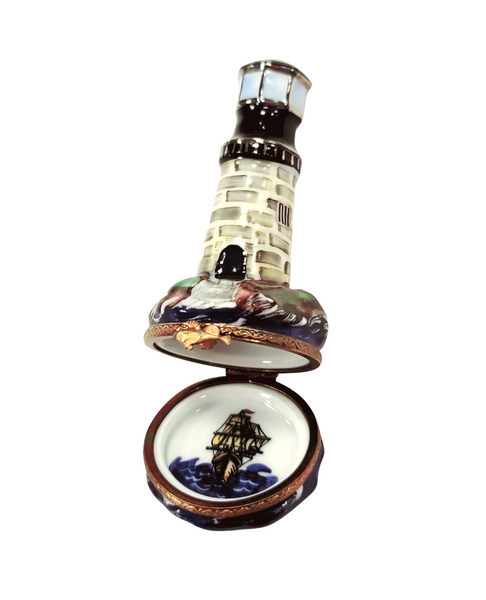 Lighthouse Charm Limoges Box Porcelain Limoges beach travel French Trinket Box