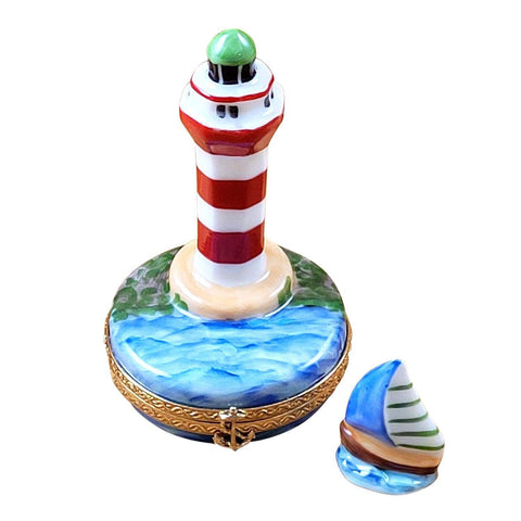Lighthouse Hilton Head Island Sailboat Harbor Town Porcelain Limoges beach travel French Trinket Box