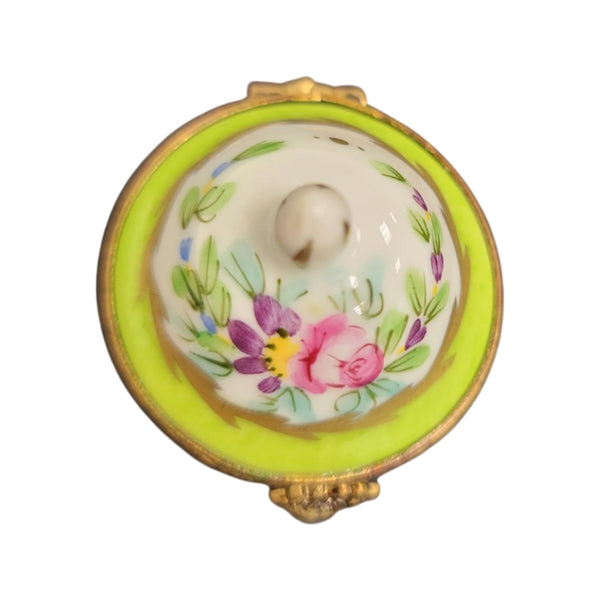 Lime Crown Top Pill Box Porcelain Limoges LIMOGES BOXES traditional French Trinket Box