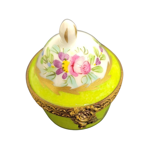 Lime Crown Top Pill Box Porcelain Limoges LIMOGES BOXES traditional French Trinket Box