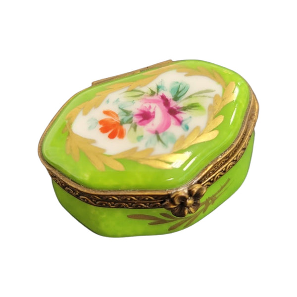 Lime Floral Elegance Box Porcelain Limoges LIMOGES BOXES traditional French Trinket Box