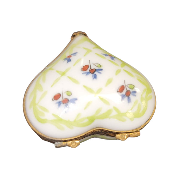Lime Green Heart Trinket Box Porcelain Limoges hearts LIMOGES BOXES French Trinket Box