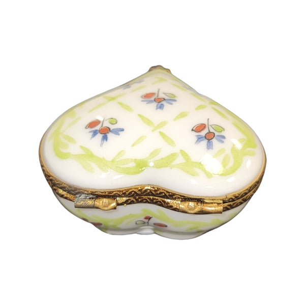 Lime Green Heart Trinket Box Porcelain Limoges hearts LIMOGES BOXES French Trinket Box
