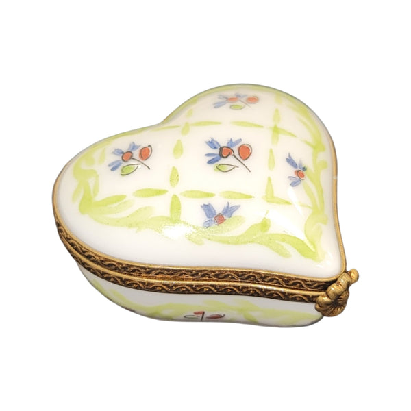 Lime Green Heart Trinket Box Porcelain Limoges hearts LIMOGES BOXES French Trinket Box