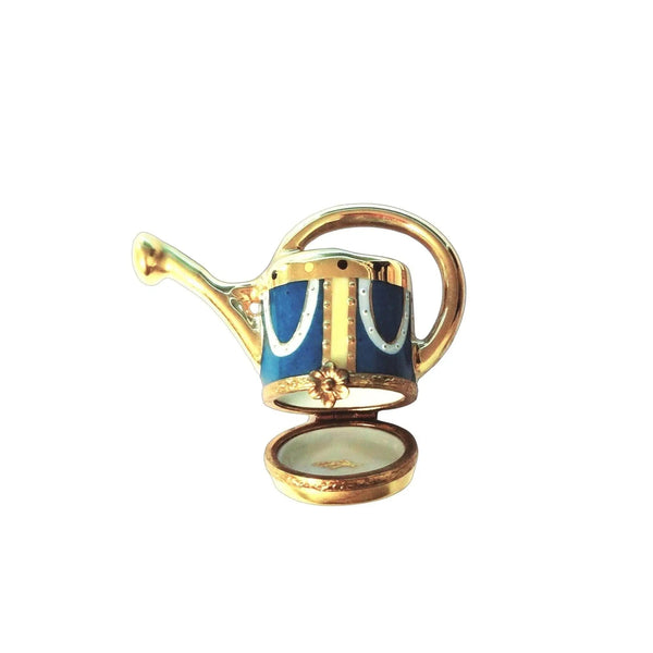 Limoges Blue Gold Watering Can Porcelain Limoges garden French Trinket Box