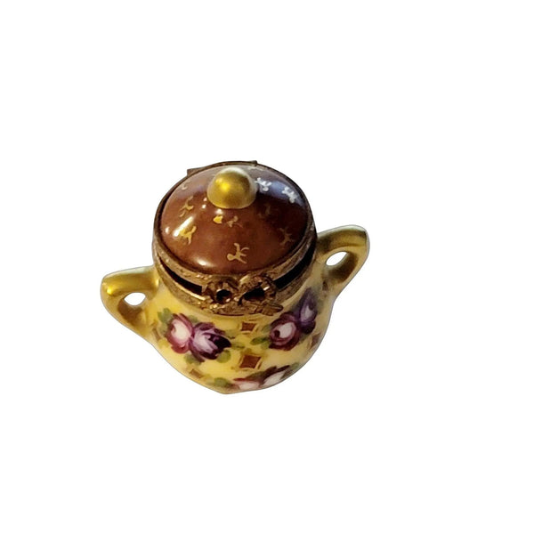 Limoges Brown Floral Tea Chest Porcelain Limoges China French Trinket Box