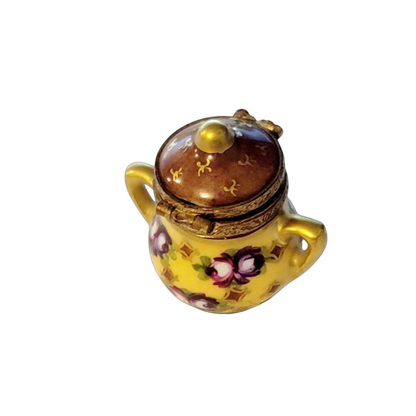 Limoges Brown Floral Tea Chest Porcelain Limoges China French Trinket Box