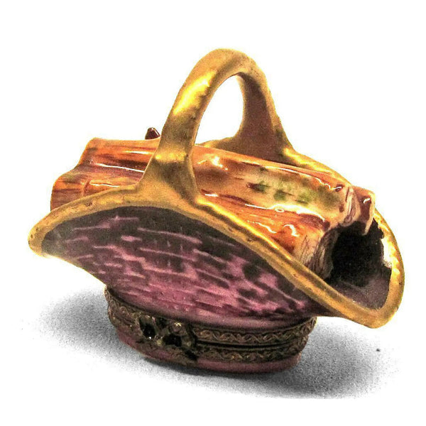 Limoges Porcelain Firewood Basket Porcelain Limoges home xmas theme French Trinket Box