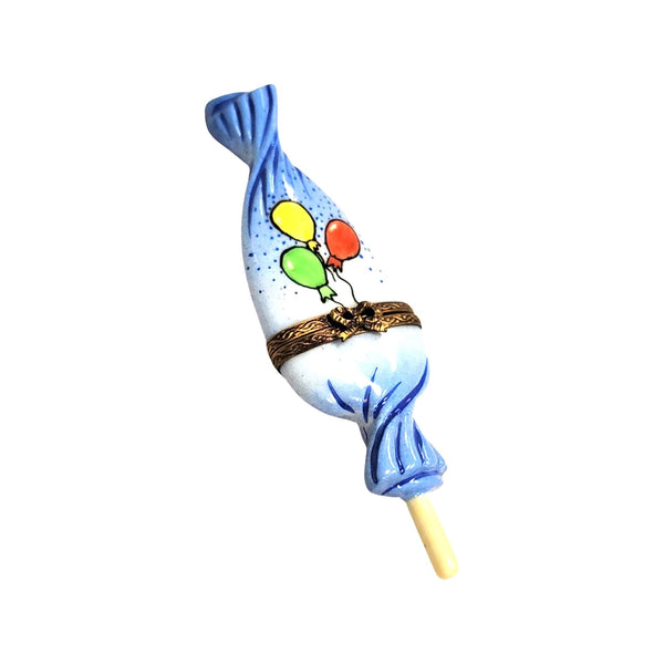 Lollipop Blue Balloon Delight Porcelain Limoges Carnival Kids Dessert French Trinket Box