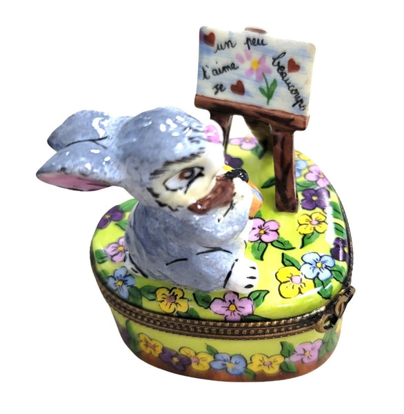 Love Bunny Limoges Box Porcelain Limoges easter rabbit valentine love French Trinket Box