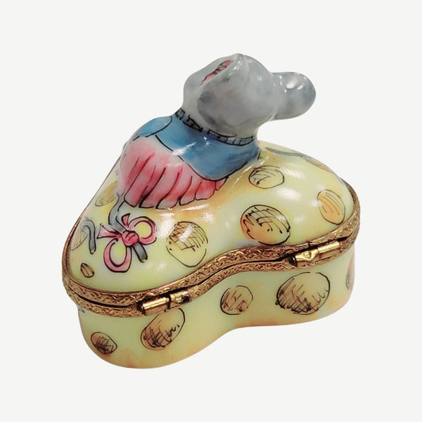 Love Mouse Heart Cheese Box Porcelain Limoges French Trinket Box