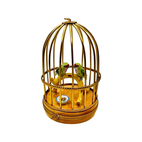 Lovebirds In Cage Porcelain Limoges bird birds French Trinket Box