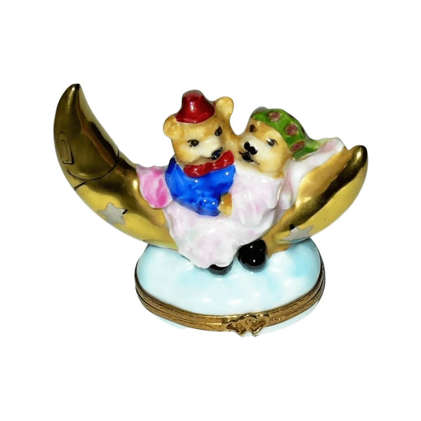 Lovers Moon Teddy Bear Porcelain Limoges love valentine teddy French Trinket Box