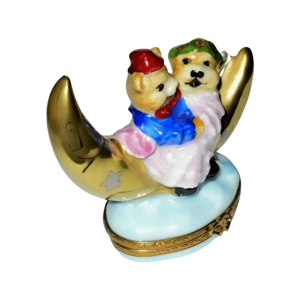Lovers Moon Teddy Bear Porcelain Limoges love valentine teddy French Trinket Box