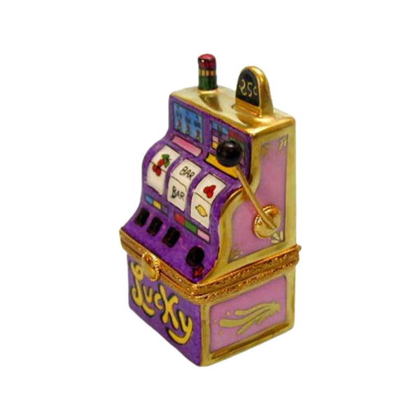 Lucky One Armed Bandit Porcelain Limoges games gambling French Trinket Box