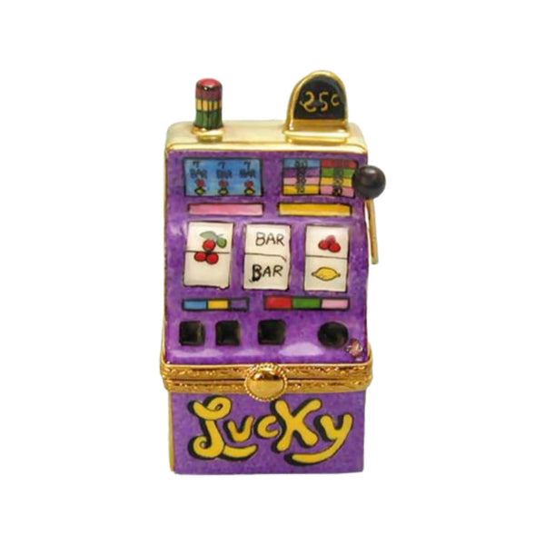 Lucky One Armed Bandit Porcelain Limoges games gambling French Trinket Box