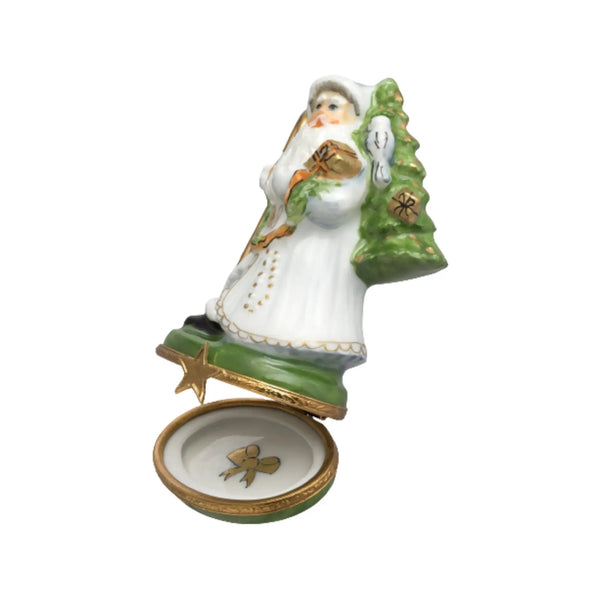 Lynn Haney: Evening Frost Porcelain Limoges Santa Claus French Trinket Box