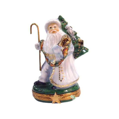 Lynn Haney: Evening Frost Porcelain Limoges Santa Claus French Trinket Box