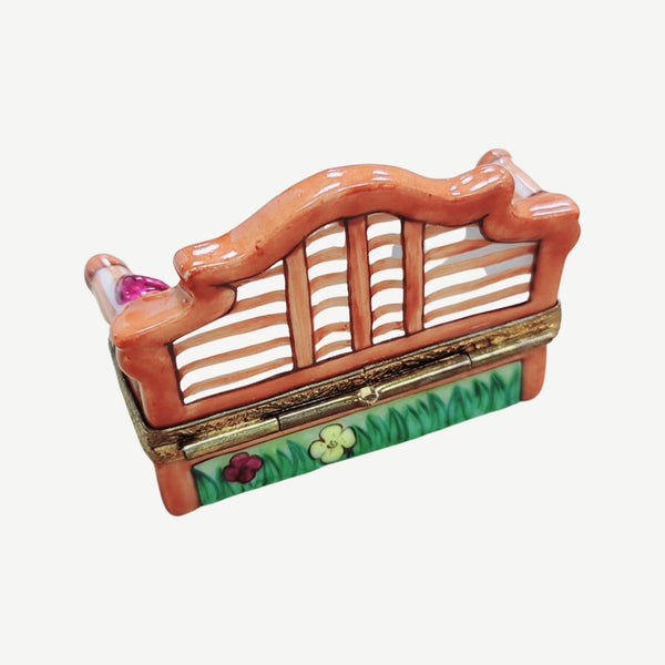 Lyutens Park Bench Figurine Porcelain Limoges Garden French Trinket Box