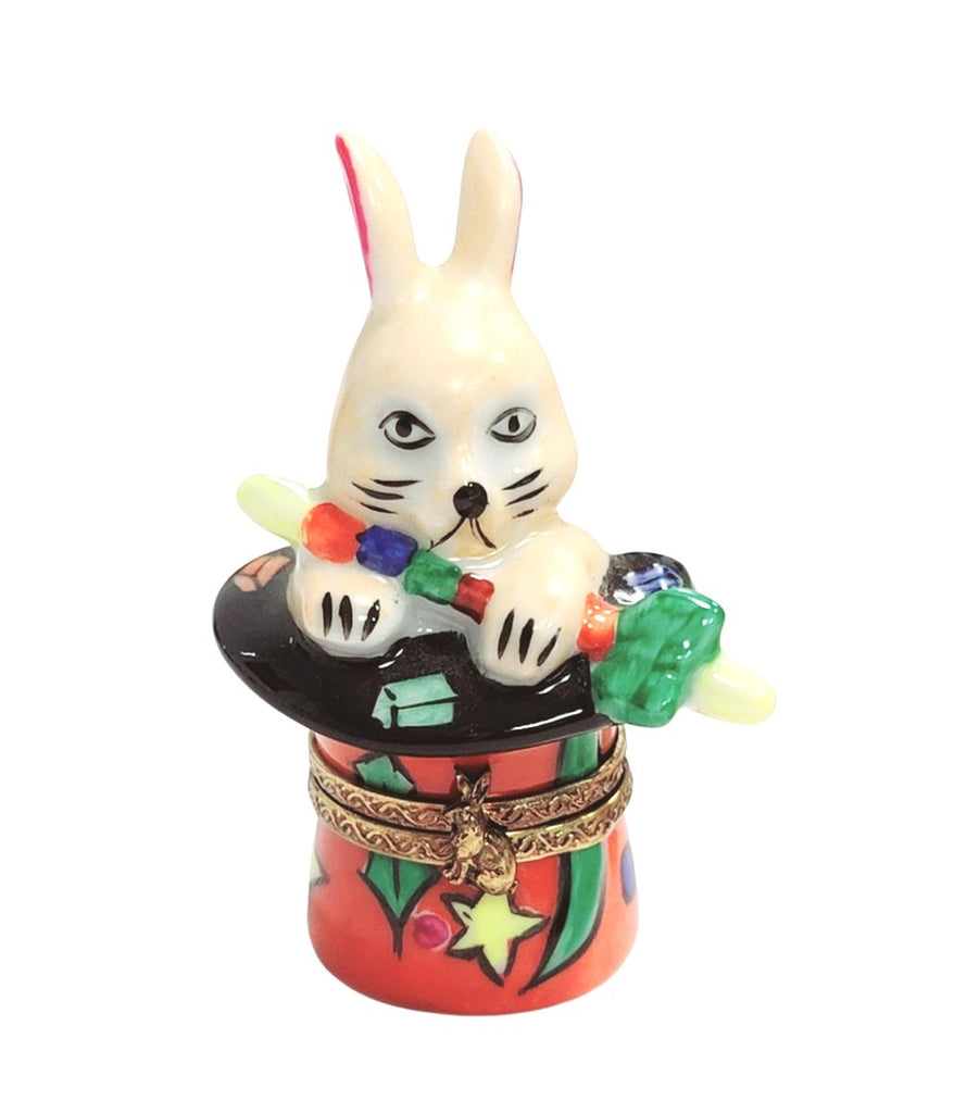 Magic Box Rabbit Magic Rabbit Limoges Box in Red Hat for Collectors