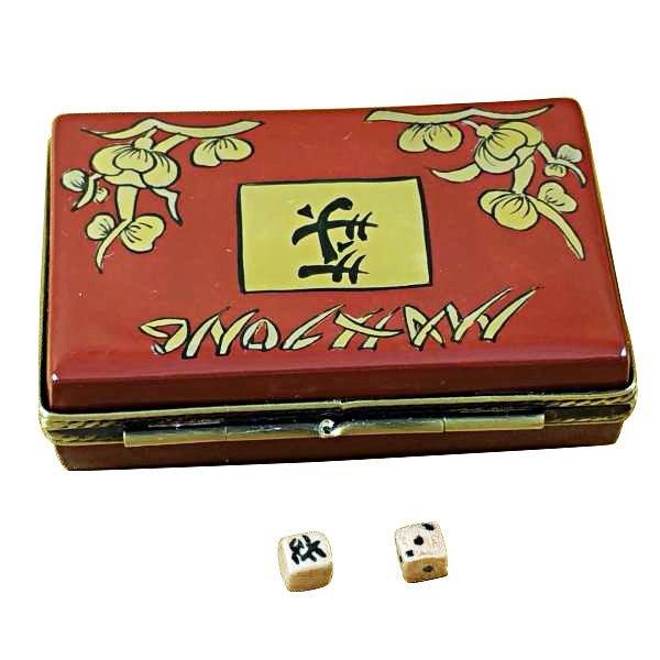 Mahjong Set Porcelain Limoges games travel French Trinket Box