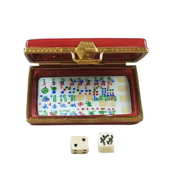 Mahjong Set Porcelain Limoges games travel French Trinket Box