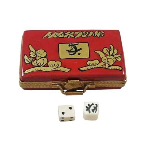 Mahjong Set Porcelain Limoges games travel French Trinket Box
