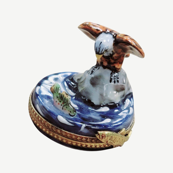 Majestic Bald Eagle Trinket Box Porcelain Limoges bird limoges boxes French Trinket Box