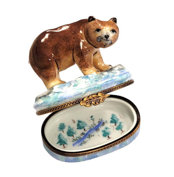 Majestic Brown Bear Limoges Box Porcelain Limoges bear French Trinket Box