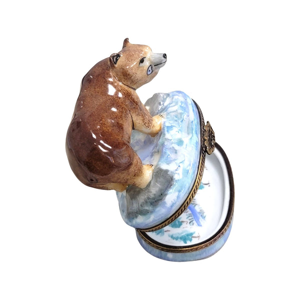 Majestic Brown Bear Limoges Box Porcelain Limoges bear French Trinket Box