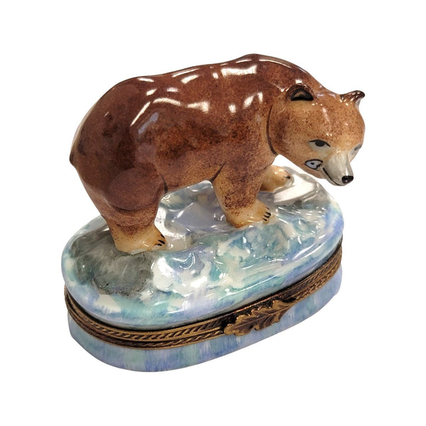 Majestic Brown Bear Limoges Box Porcelain Limoges bear French Trinket Box