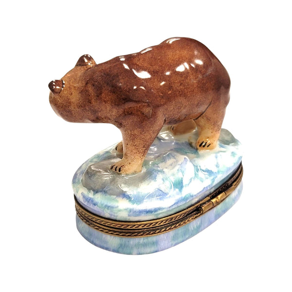 Majestic Brown Bear Limoges Box Porcelain Limoges bear French Trinket Box