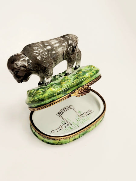 Majestic Buffalo Porcelain Figurine Porcelain Limoges limoges boxes farm animal French Trinket Box