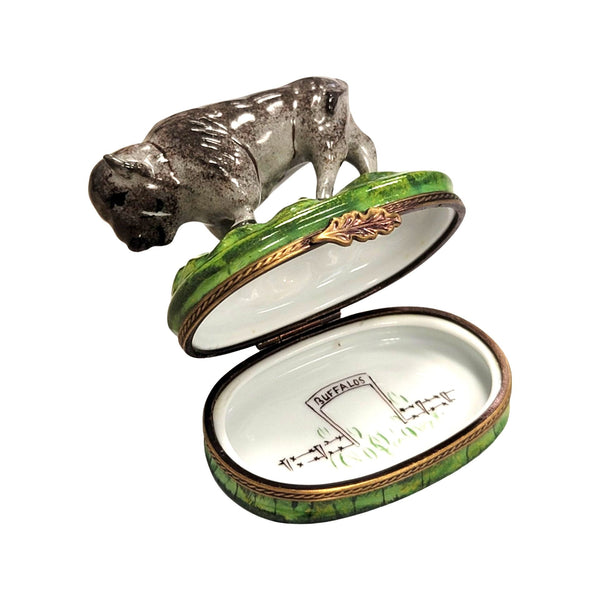 Majestic Buffalo Porcelain Figurine Porcelain Limoges limoges boxes farm animal French Trinket Box