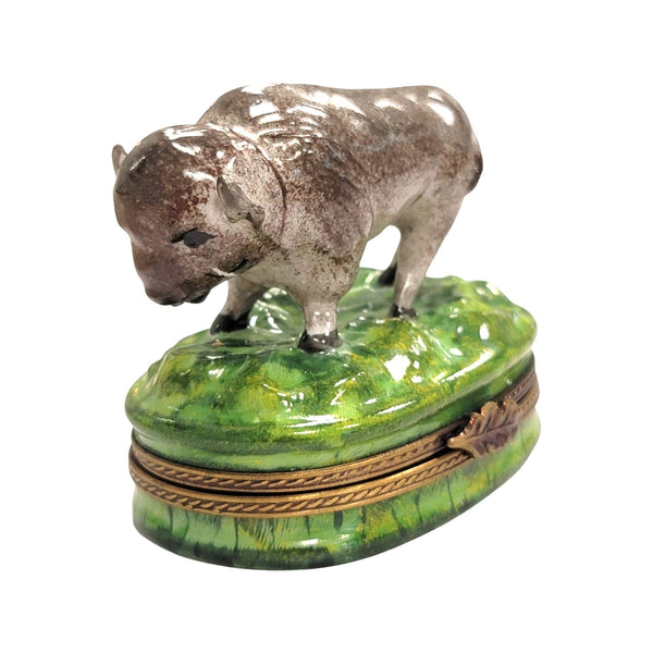 Majestic Buffalo Porcelain Figurine Porcelain Limoges limoges boxes farm animal French Trinket Box