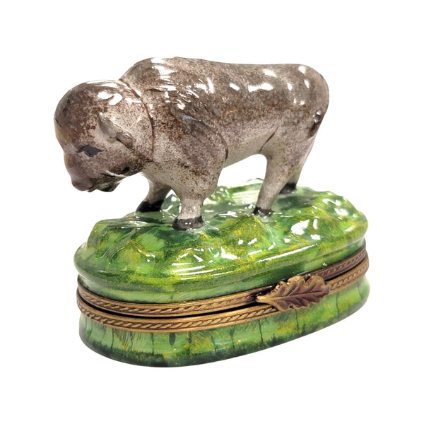 Majestic Buffalo Porcelain Figurine Porcelain Limoges limoges boxes farm animal French Trinket Box