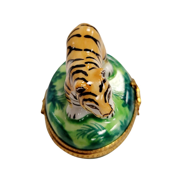 Majestic Tiger Limoges Box Porcelain Limoges cat wild French Trinket Box