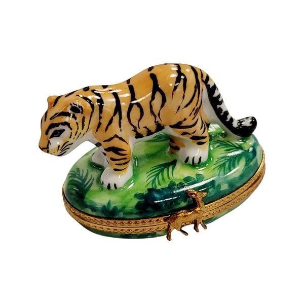 Majestic Tiger Limoges Box Porcelain Limoges cat wild French Trinket Box