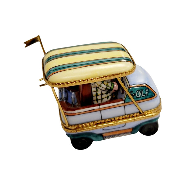 Man In Golf Cart Figurine Porcelain Limoges sports golf limoges box French Trinket Box