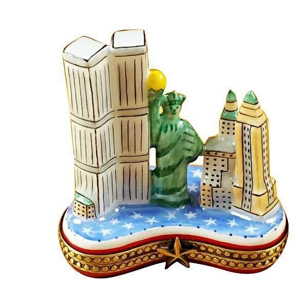 Manhattan Island New York Porcelain Limoges united states Travel monuments French Trinket Box