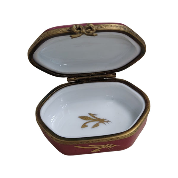 Maroon Floral Limoges Box Porcelain Limoges traditional figurine LIMOGES BOXES French Trinket Box